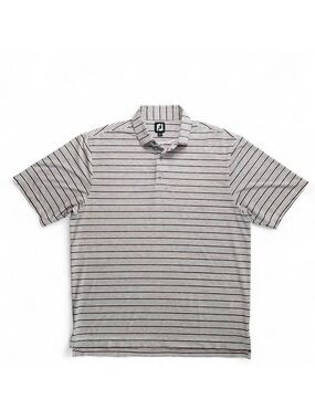 FootJoy Grey and white striped golf polo shirt men's XL